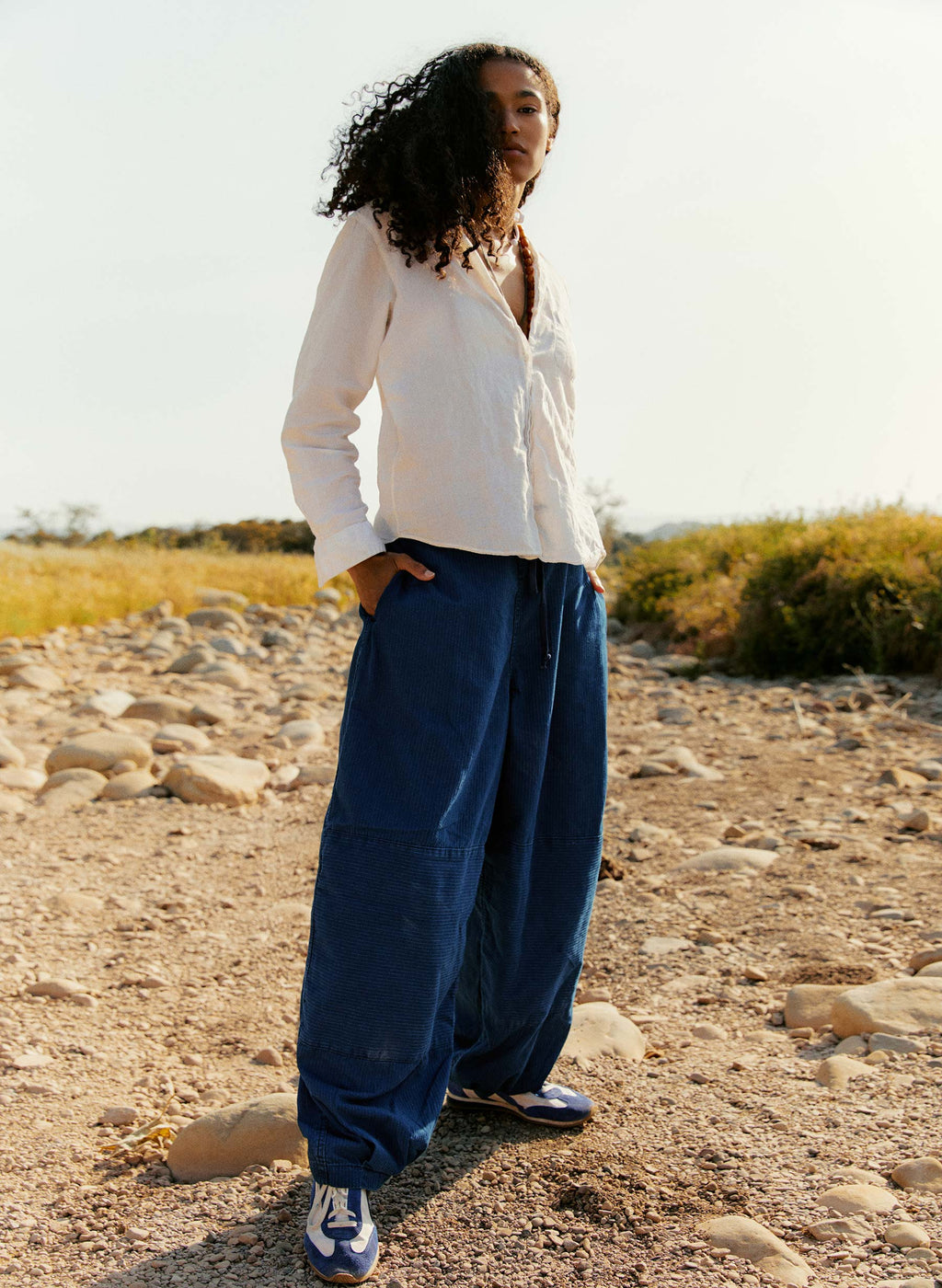 the flight pant in sashiko indigo