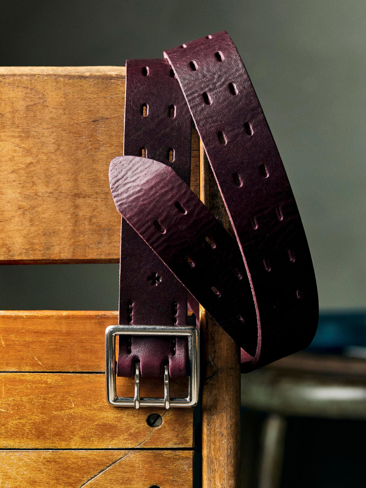 i+w x Emil Erwin two prong burgundy belt
