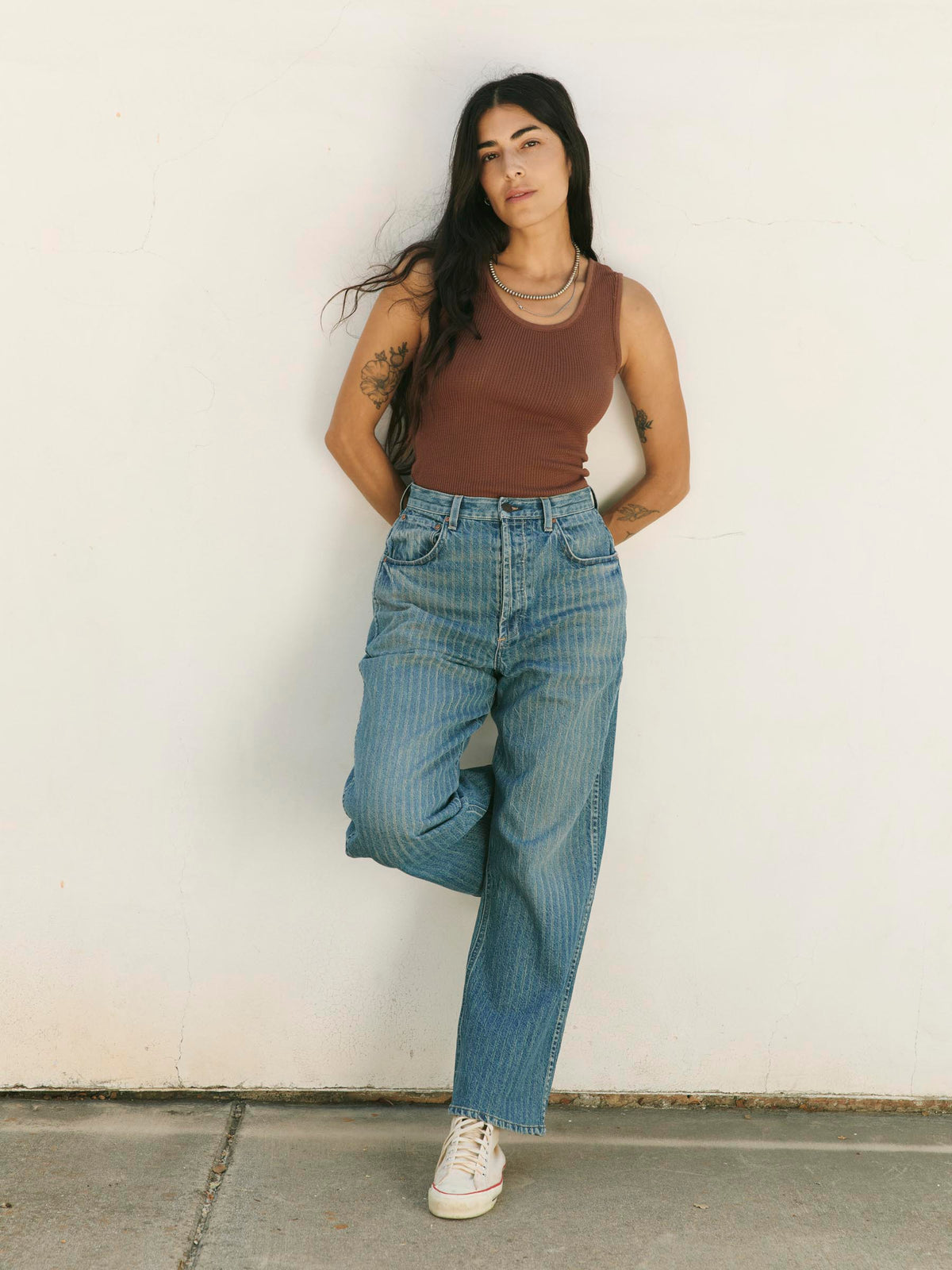 the vintage tank in open knit chestnut
