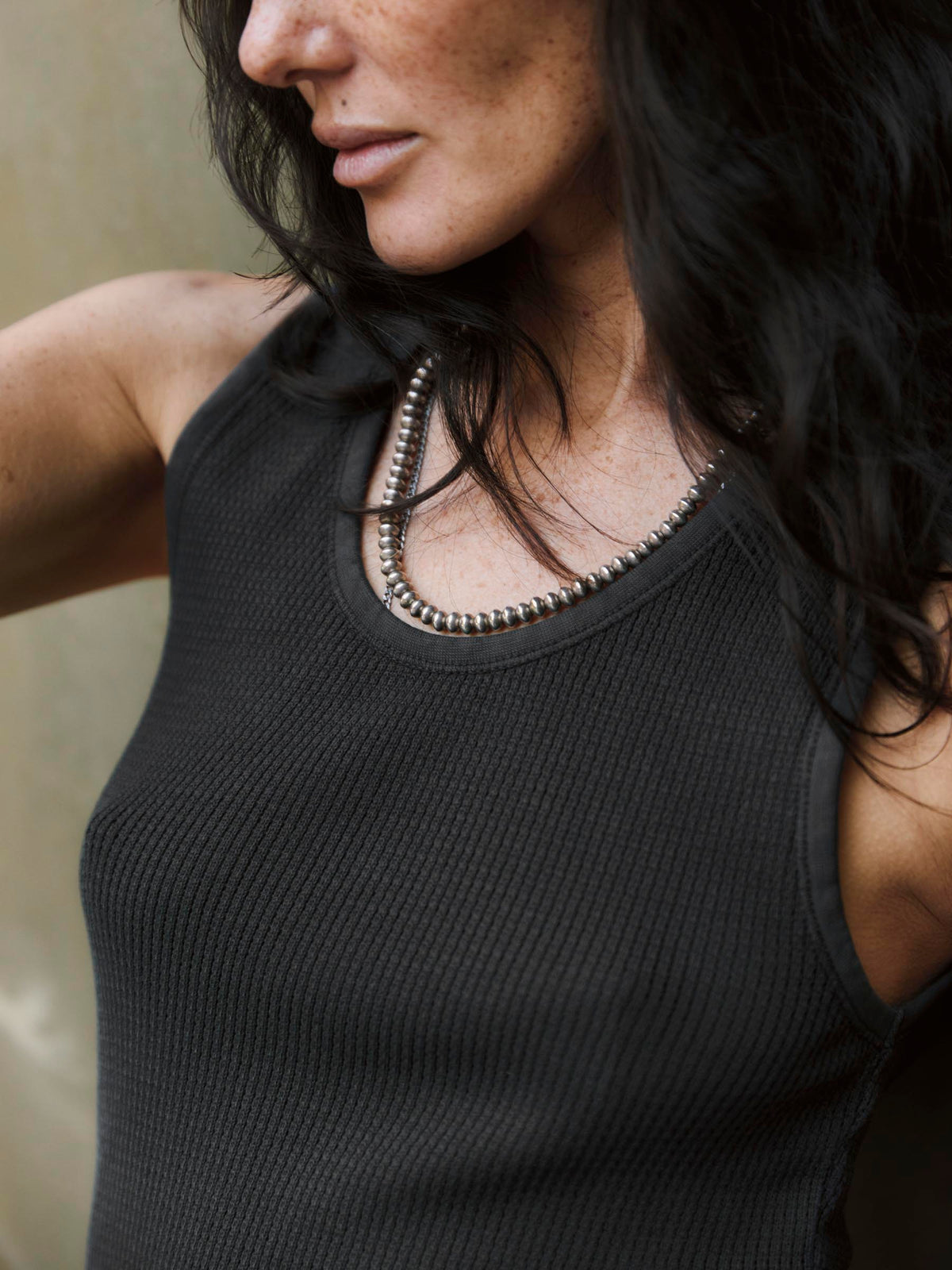the vintage tank in open knit black