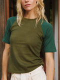 knit raglan crew in olive