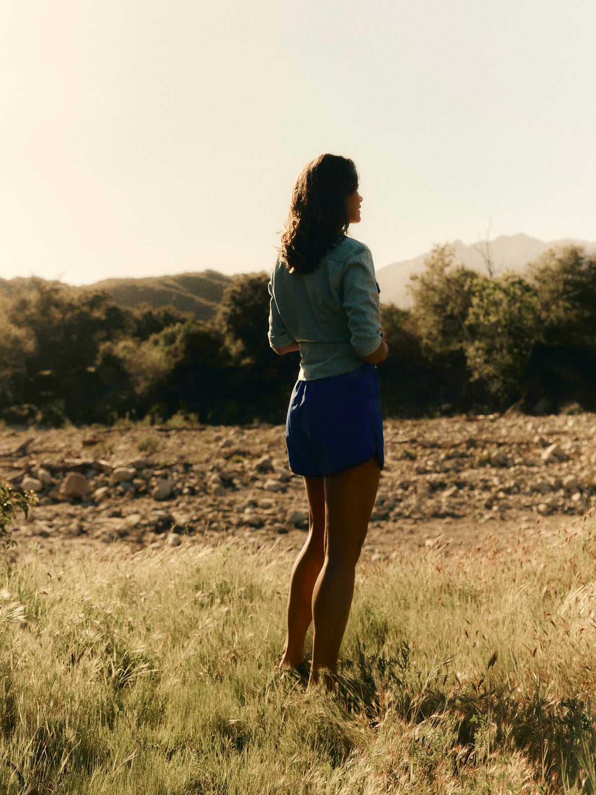 track short in blue
