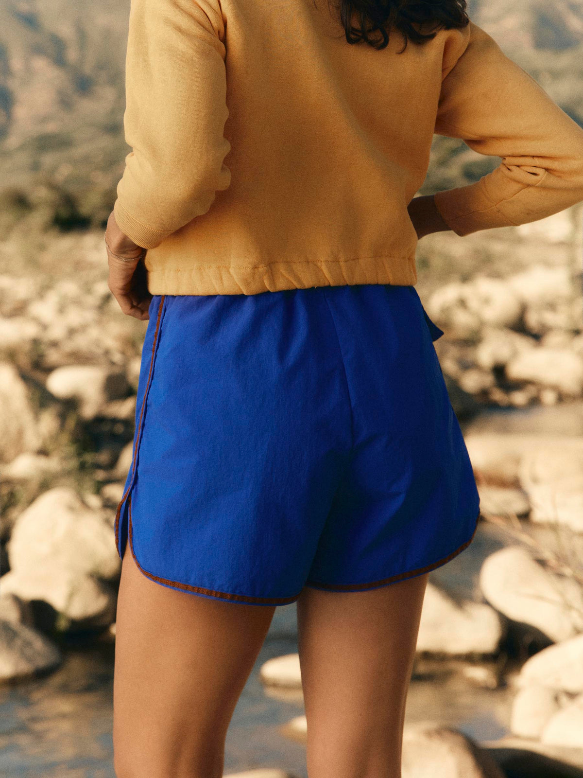track short in blue